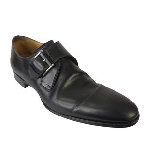 Magnanni Black Leather Single Monk Strap Dress Shoes Size 7 Classic Formal